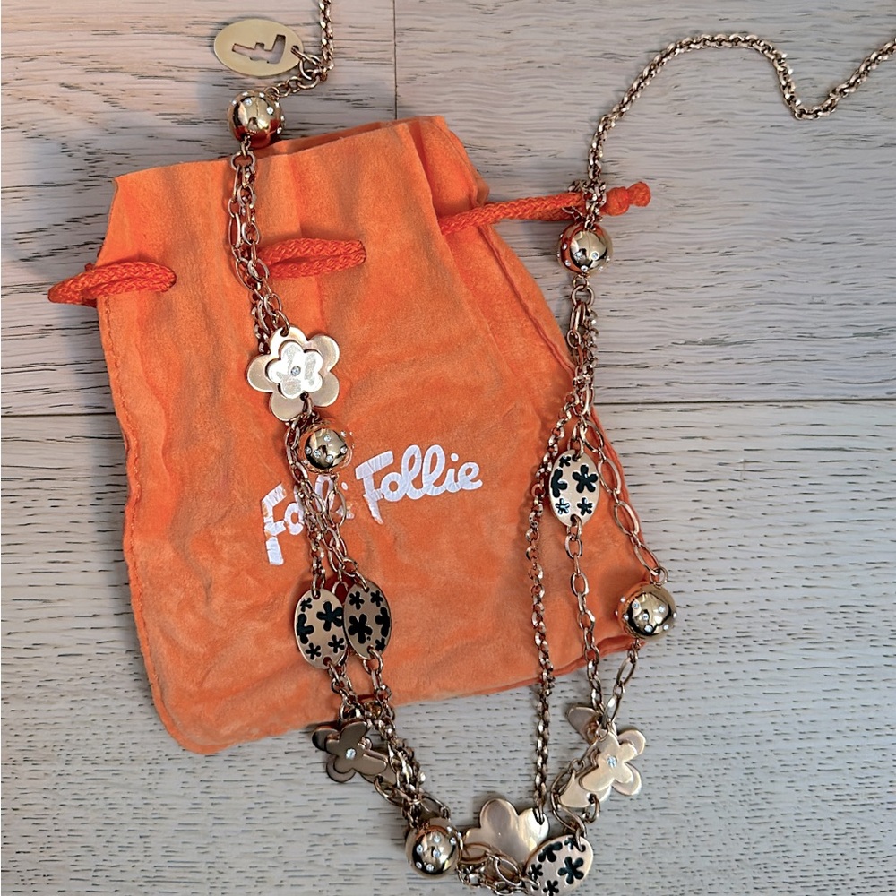 Folli Follie rose gold-plated long necklace